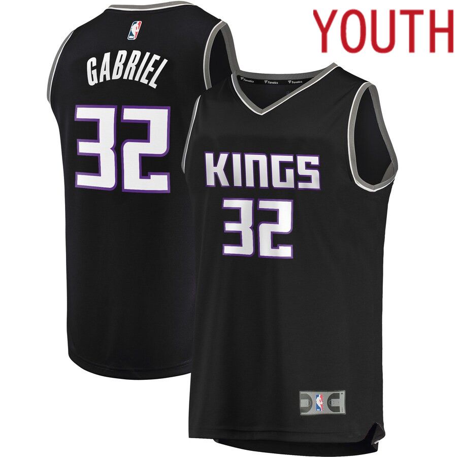Youth Sacramento Kings #32 Wenyen Gabriel Fanatics Branded Black Fast Break Replica Player NBA Jersey